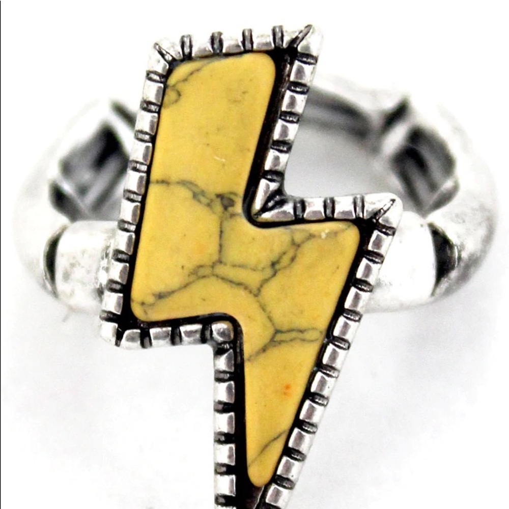 Yellow lightening bolt stretch ring